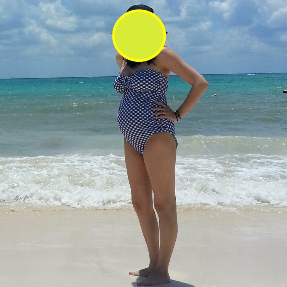 Motherhood Maternity Blue Plaid Bathing Suit